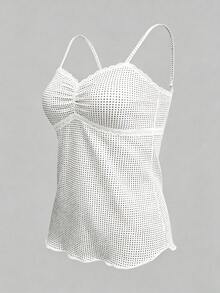 IslaSuriya Women's Summer Casual Polka Dot Print Camisole Top - White - View 4
