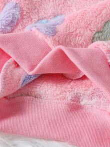 SHEIN Vintaside Kids 嬰兒毛絨套裝，加厚珊瑚絨服裝附包包，可愛花卉連帽套裝，適合秋冬家庭搭配里程碑，粉色可愛端莊 - 粉色 - 查看 10