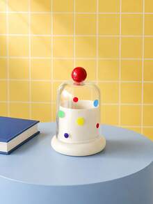 Joivida 1pc Dome-Covered Cylinder Storage Container With Multicolored Dots For Minimalist Office Desk Cubicle Featuring Captivating Visual Delight For Career Women And Teen Girls - View 6