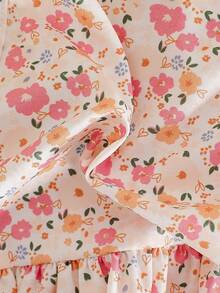 SHEIN Playful Pals 2件組女嬰幼兒/新生兒0-3歲春夏季休閒甜美日常度假條紋編織無袖背心上衣&寬腿褲套裝 - 粉色 - 查看 5