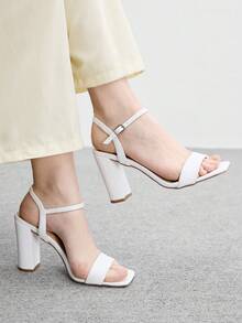 CUCCOO BIZCHIC Women's Spring And Summer New Classic Workplace Simple Versatile Romantic Sexy Word With Ankle Belt High Heel Sandals - White - View 4