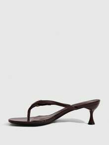 CUCCOO SZL Dark Brown Metal Buckle Toe Wine Glass And Sandals, Commuter Dating High Heels - Brown - View 4
