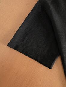 TOKVUE Men's Plus Size Solid Color Single-Breasted Casual Versatile Daily Wear Shirt - Black - View 4