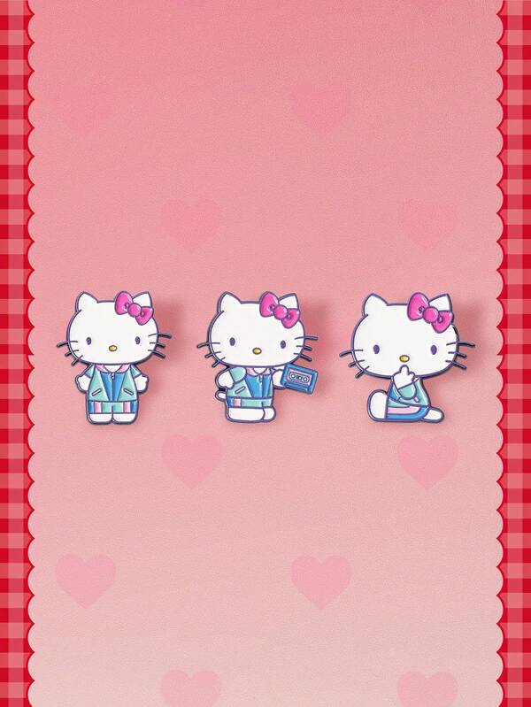 HELLO KITTY AND FRIENDS | SHEIN 3件組卡通軟琺瑯胸針