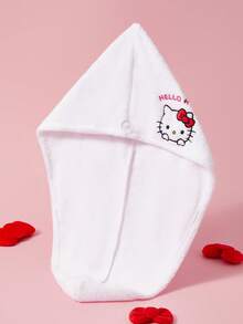 HELLO KITTY AND FRIENDS | SHEIN 1件裝可愛卡通刺繡速乾髮帽，超強吸水速乾，適用於各種髮質與髮量，吸水力強且易乾 - 白色 - 查看 2