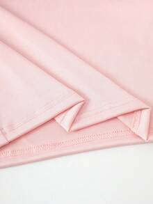 SHEIN 青少年女孩休閒簡約百搭短袖及膝長洋裝 - 粉色 - 查看 7