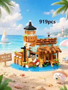 MINKOJA DIY Micro Landscape Lighthouse Fishing Hut Building Brick Kit, Cute Handmade Mini House Model, Tabletop Decoration, Perfect Holiday Gift - Multicolor - View 3