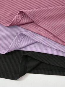 Snug Zone 女款對比滾邊休閒背心與短褲家居服套裝，3件套，多色可選 - 彩色 - 查看 7