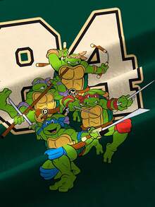 TEENAGE MUTANT NINJA TURTLES | SHEIN 男士大尺碼數位條紋時尚圓領短袖T恤 - 白色 - 查看 6