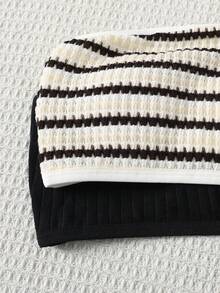 SHEIN Tween女孩簡約純色條紋舒適親膚內墊抹胸內衣，2件組 - 彩色 - 查看 4