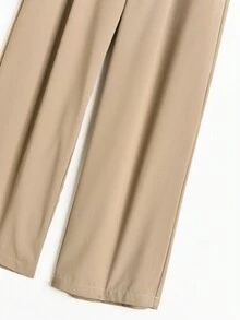 Rusticease Business Sports Elegant Women's Waist Tie Brown Striped Straight Leg Loose Casual Pants Winter Clothes Autumn Clothes Women's Country Pants - Khaki - View 6