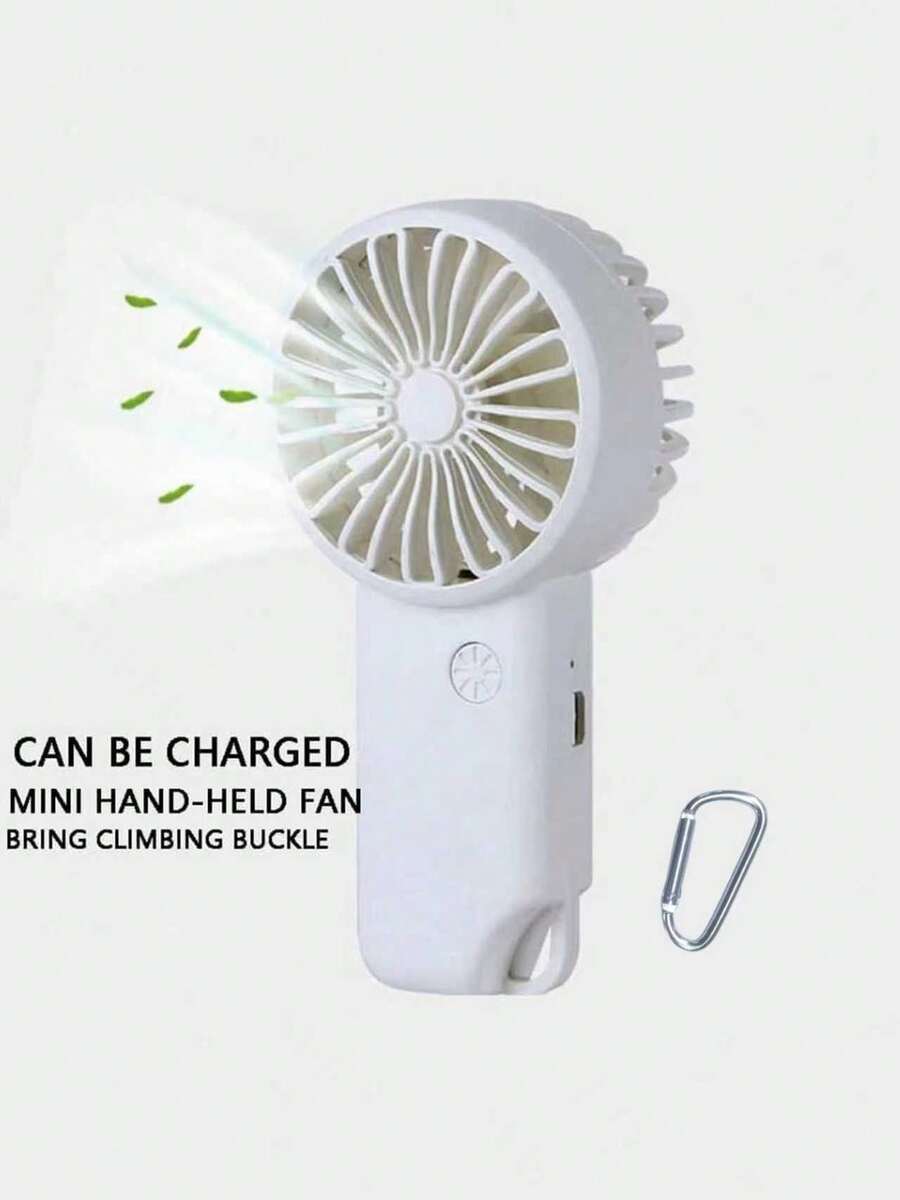 1PC Handheld Charging Fan - White Portable Mini Hand-Held Fan With USB Rechargeable Battery, 3 Speed Settings, Powerful Personal Desktop Fan For Back To School, Halloween Gift, Suitable For Women, Men, Home, Office, Outdoor Travel Summer Cooling - White - View 1