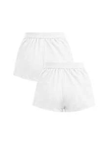 Cheerettes 女款百搭極簡運動短褲 2 件組，適合跑步與健身 - 白色 - 查看 14
