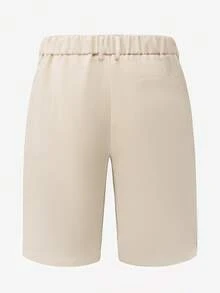 Manfinity CasualCool Men's Solid Color Shorts, Woven Casual Straight Leg Shorts For Summer - Apricot - View 2