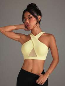 Slayform Slayform 女款交叉肩帶無袖時尚運動內衣 - Butter Yellow - 查看 6