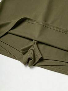 SHEIN Franclia 女款素色休閒百搭日常裙褲 - 軍綠色 - 查看 5