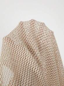 SHEIN PariChic 新款春夏海濱風格格紋網眼針織背心 女款圓領無袖波希米亞度假風疊穿背心 - 杏色 - 查看 6