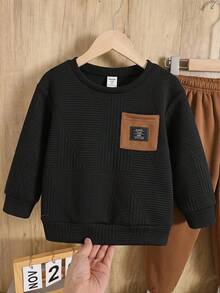 SHEIN Young Boy Autumn/Winter Casual Sweatshirt & Sweatpants Set - Multicolor - View 7