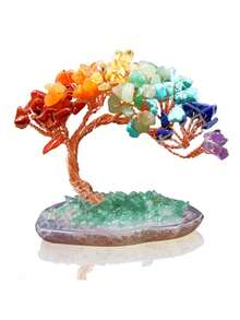 1pc Natural 7 Chakra Crystal Tree – Healing Gemstone Bonsai With Agate Base, Feng Shui Money Tree For Home Office Decor, Wealth Luck Gift For Birthday Graduation - multicolor - View 15