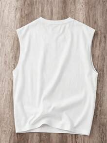 LOONEY TUNES X SHEIN Manfinity Joysei Men's Cartoon Print Round Neck Tank Top - White - View 4