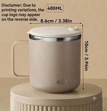 1個 400ML 304不鏽鋼咖啡杯附蓋與手柄，雙層保溫水杯，便攜大容量雙層壁飲水杯，保溫杯，可重複使用耐冷耐熱茶、牛奶、咖啡杯，耐用飲具，適合學生與成人於學校、辦公室、戶外露營、野餐、旅行使用 - 彩色 - 查看 14