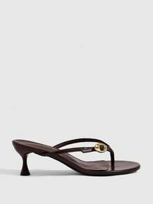 CUCCOO SZL Dark Brown Metal Buckle Toe Wine Glass And Sandals, Commuter Dating High Heels - Brown - View 2