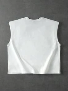 ROMWE MEN Street Life Men's Printed Rivet Loose Fit Tank Top - White - View 3