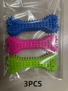 1/3/6 件装 中号橡胶洁牙咀嚼玩具 骨头形状 多色狗狗牙刷棒 用于训练玩耍 室内外宠物互动玩具 - 彩色 - 查看 9