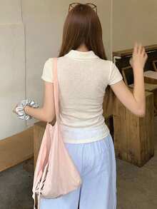 DAZY Women's Spring/Summer Fitted Slim-Fit T-Shirt With Animal Pattern Design - White - View 2