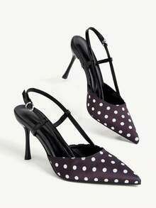 CUCCOO CHICEST Women's Spring And Summer New Black Pointed Polka Dot High Heels, Elegant White High Heels - Black and White - View 1