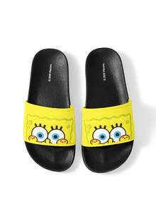 SpongeBob SquarePants | SHEIN 卡通女款拖鞋，EVA材質，透氣快乾、輕量耐用，適用室內外、浴室、遊樂場、游泳池、海灘涼鞋 - 黃色 - 查看 6
