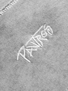 PAVTROS 男士字母刺繡圖案連帽休閒日常衛衣 - 灰色 - 查看 2