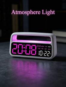 1 Pieza Reloj Despertador Digital LED con Luz Nocturna de Mesita, Doble Alarma, Pantalla de Fecha y Día, Función DST, Brillo Ajustable, Reloj de Escritorio Moderno para Dormitorio Decoración del Hogar - Multicolor - Ver 5
