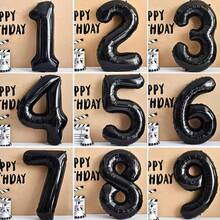 1pc 40 Inch Jumbo Black Number Foil Balloon, Birthday Anniversary Party Decoration - black - View 3