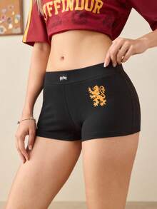 HARRY POTTER X SHEIN Women's Letter Print Base Shorts - Black - View 3