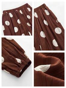 Maija Women's Polka Dot Casual Versatile Daily Lantern Long Pants - Brown - View 3