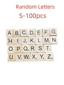 SHEIN 100pcs/200pcs Wood Letter Tiles,Scrabble Letters For Crafts, DIY Wood Gift Decoration, Making Alphabet Coasters And Scrabble Crossword Game - Multicolor - View 9