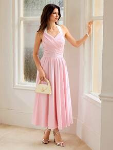 MOTF PREMIUM WOMEN'S FASHIONABLE MID-LENGTH COMMUTER DRESS - Pink - View 7