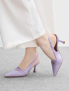 CUCCOO BIZCHIC Zapatos de tacón alto con punta fina para mujer, versátiles para ir al trabajo y uso diario - Morado claro - Ver 5