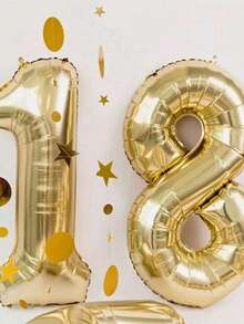 POKOJA LAND 1/2Pcs 40-Inch Large Light Gold Number Foil Balloons, Suitable For 10th, 16th, 18th, 20th, 21st, 25th, 30th-50th Birthday Party Decorations, Room Decor - Light gold - View 4