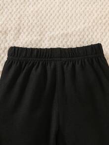 SHEIN 新生女嬰秋冬套裝 淡粉色圓領長袖上衣 幽靈南瓜圖案 黑色蝴蝶結長褲 可愛女嬰萬聖節穿搭 - 粉色 - 查看 10