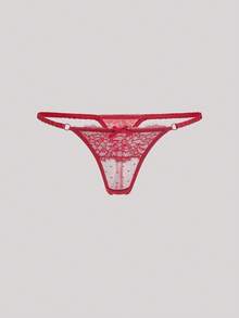 Hourtrue Valentine's Day Women's Contrast Lace Bow Decor Sexy G-String Panties (Set Of 3) Bow Tie - Multicolor - View 9