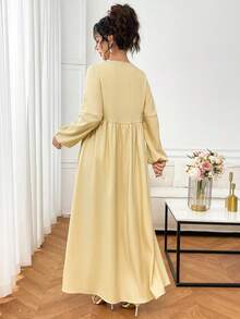 Yasmyna 女款花卉刺繡燈籠袖優雅阿拉伯風洋裝 - 黃色 - 查看 3