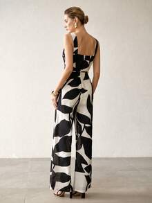 MOTF PREMIUM MONO ELEGANTE CASUAL DE VACACIONES CON CINTURÓN DE LINO SINTÉTICO - Blanco y Negro - Ver 2