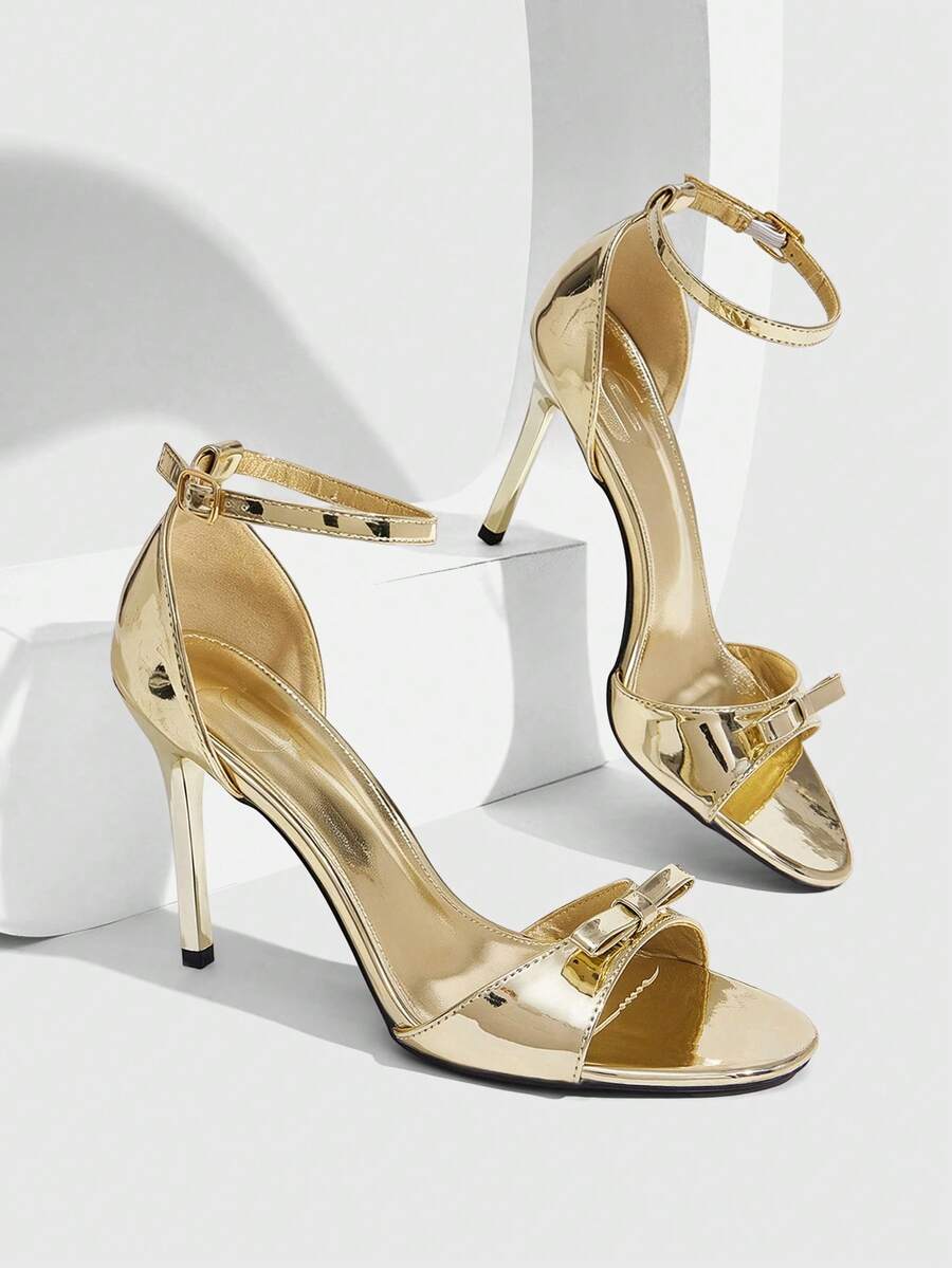 CUCCOO SZL Gold Mirror Bow With High-Heeled Sandals, Party Date Model. - Gold - View 1