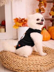 PETSIN 1 Peça Colete para Cachorro com Estampa de Caveira e Laço de Halloween, Respirável e Leve - Multicolorido - Visão 6