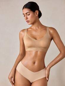 Veilyse Women's Seamless Bra - Adjustable Straps, Wireless Support, Suitable For Daily Wear, Super Soft & Breathable Fabric, Women's Spring Clothing, Comfortable Lingerie Bra - Brown - View 4