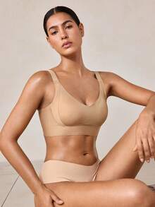 Veilyse Women's Seamless Bra - Adjustable Straps, Wireless Support, Suitable For Daily Wear, Super Soft & Breathable Fabric, Women's Spring Clothing, Comfortable Lingerie Bra - Brown - View 8