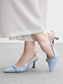 CUCCOO BIZCHIC 女款後扣式尖頭優雅中跟高跟鞋 - 淺藍色 - 查看 5