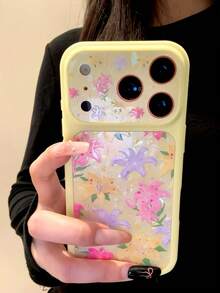 ShellaStory Casing Ponsel Motif Bunga Berwarna-warni Romantis Elegan Kompatibel dengan iPhone 17 Pro Max 17 Pro 17 16 Pro Max 16 Pro 16 15 Pro Max 15 Pro 15 14 Pro Max 14 Pro 14 Pelindung Bergaya Bunga - Kuning - View 4